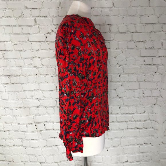 Hinge Red Floral Blouse Size Small - Picture 4 of 11